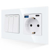 Bingoelec White Light Touch Switch and Wall Socket With Crystal Glass Panel Home Improvement