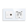 Bingoelec White Light Touch Switch and Wall Socket With Crystal Glass Panel Home Improvement