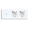 Bingoelec White Light Touch Switch and Wall Socket With Crystal Glass Panel Home Improvement