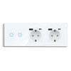 Bingoelec White Light Touch Switch and Wall Socket With Crystal Glass Panel Home Improvement