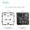 BSEED ZigBee Switches Parts Glass Panel White Touch Switches Function Parts Smart EU Sockets Power Outlet Parts Metal Frame