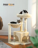 H75CM Small Cat Tree Condo Tower for Indoor 2 Styles Activity Tree with Sisal Scratching Posts Big Hammock Removable Top Perch
