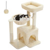 H75CM Small Cat Tree Condo Tower for Indoor 2 Styles Activity Tree with Sisal Scratching Posts Big Hammock Removable Top Perch