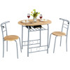 Easyfashion 3-Piece Round Dining Table Set Kitchen Table Set with Storage Rack, Natural dinning table set furniture