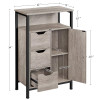 Wooden Floor Storage Cabinet with Shelves 3 Drawers for Living Room Entryway Kitchen, Gray