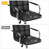 Modern Adjustable Faux Leather Swivel Office Chair with Wheels, Black  Office Furniture
