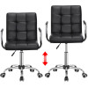 Modern Adjustable Faux Leather Swivel Office Chair with Wheels, Black  Office Furniture
