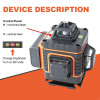 Pracmanu 16 Lines 4D Laser Level Auto Self-Leveling Horizontal And Vertical Cross Line Laser Level Super Powerful Green Beam