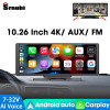 Srnubi 10'' Car Mirror Video Recording AI Voice GPS Navigation Dashboard DVR Carplay Android Auto Wireless Connection