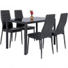 5 Pieces Dining Room Set Tempered Glass Dining Table with 4 Chairs, Black dining room chairs  dining table set furniture