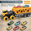 Deformable Rail Car Ejection Folding Big Truck Toys for Kids Container Transporter Playset Children Gift