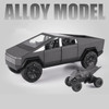 1/24 Teslas Cybertruck Pickup Alloy Car Model Diecasts Metal Toy Off-road Vehicles Truck Model Simulation Sound Light Kids Gifts