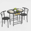 Vineego 3 Pieces Dining Set for 2 Small Kitchen Breakfast Table Set Space Saving Wooden Chairs and Table Set,Black