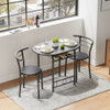 Vineego 3 Pieces Dining Set for 2 Small Kitchen Breakfast Table Set Space Saving Wooden Chairs and Table Set,Black