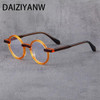 Retro Round Handmade Acetate Glasses Optical Glasses Frames Men Women Fashion Two-color Splicing High Quality Glasses