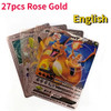 27-55PCS Pokemon Colorful Gold Foil Card Charizard Pikachu Arceus Silver Rainbow English French German Spanish VSTAR VMAX Card