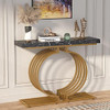 Console Table with Metal Base, 40 inch Geometric Entryway Sofa Table Narrow Long, Industrial Accent Table for Living Room, Entry