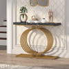 Console Table with Metal Base, 40 inch Geometric Entryway Sofa Table Narrow Long, Industrial Accent Table for Living Room, Entry