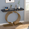 Console Table with Metal Base, 40 inch Geometric Entryway Sofa Table Narrow Long, Industrial Accent Table for Living Room, Entry