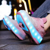 Designer Children Flashing Roller Skates Shoe Boys Girls Kids USB Recharging Luminous Wheels Sneakers Led Light Sport Skateboard