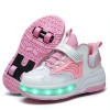 Kids 4 Wheels Flashing Roller Skates Shoes Outdoor Sport Children Boys Girls Parkour Sliding Game Sneaker Deformed Footwear Gift