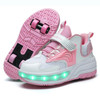 Kids 4 Wheels Flashing Roller Skates Shoes Outdoor Sport Children Boys Girls Parkour Sliding Game Sneaker Deformed Footwear Gift