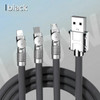 BlueWow The New 3 In 1 180 Degree Rotating Head 120W 6A 1.2m Data Line Super Charging for Xiaomi Huawei Iphone USB Metal Cable