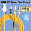 120W 6A 3 in 1 Fast Charging Type C Cable Micro USB for iPhone Charging Cable For Samsung Huawei Xiaomi Phone Charger USB