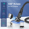 USLION 540 Rotate 5A Magnetic Cable Fast Charging Micro USB Type C Cable For iPhone Xiaomi Magnet Charger Wire Cord USB Cable