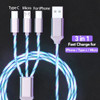 3 IN 1 Glowing LED Light Phone Charger Luminous USB Type C Cable For Xiaomi Iphone 14 Samsung S6 Phone Accessories Charge Cord
