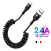 Spring 3A Fast Charging USB Cable For iPhone 14 13 12 11 Pro Max XS XR X Retractable Data Wire Cord 1/1.5m Phone Data Cable