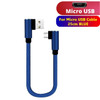 25cm Type C USB Micro Cable Fast Charging Data Cord 90 Degree Short Portable Mini Cable Charge for Power Bank MobilePhone Wire