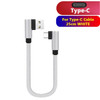 25cm Type C USB Micro Cable Fast Charging Data Cord 90 Degree Short Portable Mini Cable Charge for Power Bank MobilePhone Wire