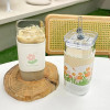 Square Heat Resistant Coffee Glass Cup With Lid and Straw Transparent Milk Tea Juice Cups Coffee Mug For Home Bar Drinkware