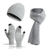 Men's Women's Long Scarf Hat Gloves 3 Pieces Set Winter Warm Fashion Thick Cap Scarves Sets