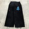 JNCO Jeans Y2K Mens Streetwear Harajuku Hip Hop Retro Skull Embroidered Baggy Jeans New Gothic High Waist Wide Leg Trousers