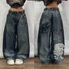 Streetwear Retro Baggy Jeans Y2K Mens Hip Hop Graphic Retro Blue Baggy Jeans New Style Harajuku Gothic High Waist Wide Trousers