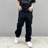Y2K Black Baggy Jeans Men's New Streetwear American Retro Printed Letter Pants Straight Hip-hop Loose Denim Trousers