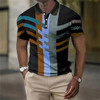 2023 New Men'S Polo Shirt 3d Vertical Stripe Print High-Quality Men'S Clothing Summer Casual Short Sleeved Street Cool Tops Tees