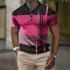 2023 New Men'S Polo Shirt 3d Vertical Stripe Print High-Quality Men'S Clothing Summer Casual Short Sleeved Street Cool Tops Tees