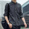 Autumn Winter New Korean Fashion Vintage Striped Long Sleeve Shirt Men Loose Casual All-match Buttons Top Women Polo-neck Blouse