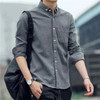Autumn Winter New Korean Fashion Vintage Striped Long Sleeve Shirt Men Loose Casual All-match Buttons Top Women Polo-neck Blouse