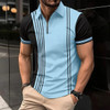 New Summer Men Short Sleeved Polo Shirt Fashion Splice Stripe Printing T-Shirt Men's Breathable Shirt Party Men Clothing Top