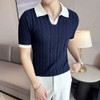 Men's Clothing Luxury Knit Polo Shirt Casual Striped Button Down Solid Color Short Sleeve T-Shirt for Men Breathable S-3XL