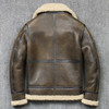 2023 Men's Winter Aviator Real Leather Jacket Sheepskin Shearling Genuine Leather Rock Jackets High Quality B3 Bomber Male Coats