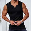 Summer new men V-neck Vest gym Tank top Men Fitness sleeveless shirt Exercise Sports Undershirt Gyms train vest
