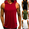 Men's Cotton Sleeveless Hoodie Bodybuilding Workout Tank Tops Muscle Fitness Shirts Male Jackets Top