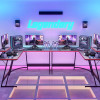 51 Inch L-Shaped Gaming Desk Computer Corner Desk PC Gaming Desk Table with Large Monitor Riser Stand,Black