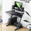 27-Inch Computer Desk for Small Spaces,Small Desk with Monitor Shelf & Bottom Storage Shelves, Unique Z-Shaped Compact Study