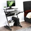 27-Inch Computer Desk for Small Spaces,Small Desk with Monitor Shelf & Bottom Storage Shelves, Unique Z-Shaped Compact Study